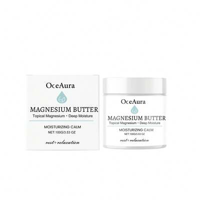 OceAura 镁保湿霜 - 局部涂抹镁元素，深层滋养舒缓肌肤，100克天然身体保湿霜，促进休息和放松