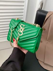 时尚腋下链条小手提包，女士新款多功能斜挎单肩包，可收纳手机和钱包 - 綠色 - 查看 3