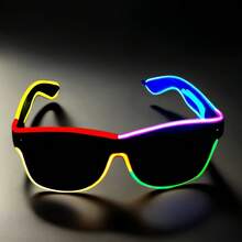 1pc EL Lighting Eyeglasses, Colorful Glow Glasses For Festivals, Parties, Bars, Celebrations, Random Color - Multicolor - View 5