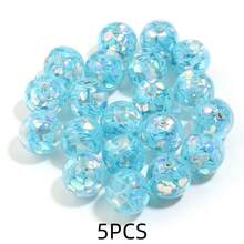 5pcs Of 16mm Colorful Heart-Shaped Glitter Sequins Acrylic Double Layer Design Beads - Suitable For DIY Pens, Necklace Accessories, Bracelet Making Materials