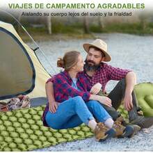 Colchoneta inflable para camping con almohada incorporada, portátil y resistente, ideal para mochileros, senderismo, tiendas de campaña y viajes al aire libre, color verde - 1 - Ver 3
