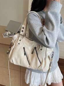 Retro Minimalist Large Capacity Fashion Student/Work Commute Tote Bag