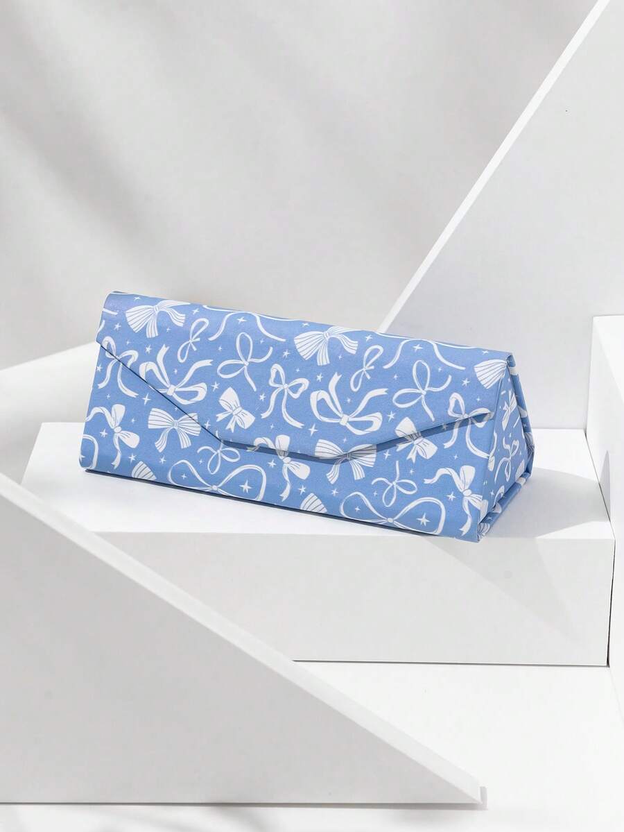 1 pieza Estuche plegable para gafas de sol con lazo, caja de gafas de cuero PU portátil y casual, unisex - Multicolor - Ver 1