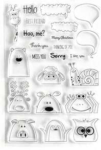 Lily Craft Hello Best Friend Giraffe Snail Cartoon Clear Stamps For Card Making Decoration And DIY Scrapbooking - 白色 - 查看 1