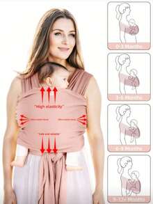 LELE LON 高品质婴儿背带，适合新生儿至幼儿 - 婴儿背带 - 采用加厚面料制成 - 手提式婴儿背带 - 配有旅行收纳袋 - 适合新生儿至幼儿，体重 7-35 磅 - 粉色 - 查看 6