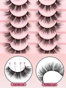 10 Pairs Cosplay Cartoon Style Fluffy Faux Mink Eyelashes, Thin False Eyelashes, Thick False Eyelashes, Curly False Eyelashes, 3D Natural False Eyelashes, Suitable For Festivals, Halloween, Christmas And Other Occasions