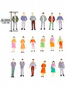 20pcs 1:50 Scale Painted Miniature Figures - ABS Plastic Model People Miniature Figures Suitable For DIY Scene Making, Train Layout, Architecture And Diorama - Multicolor - View 4