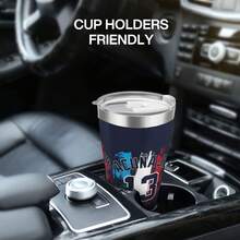 304 Stainless Steel Double Silver Edge Vacuum Insulated Drum 340g - Reusable Travel Cup With Stainless Steel Straw - This Is A Stainless Steel Water Cup About The Ronald Acuña Jr Theme - Leak Proof, Sweat Proof, Can Maintain Hot And Cold Temperatures For Hours, Frees Of Bisphenol A, Suitable For Car Cup Holders, Very Suitable For Match Days, Sports Events, Commuting, Office Rest And Outdoor Activities, Durable Double Wall Structure Fashionable Fan Gift - Silver - View 7