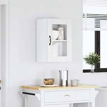 vidaXL Armário mural de cozinha com porte en verre Lucca branco - Branco - Ver 3