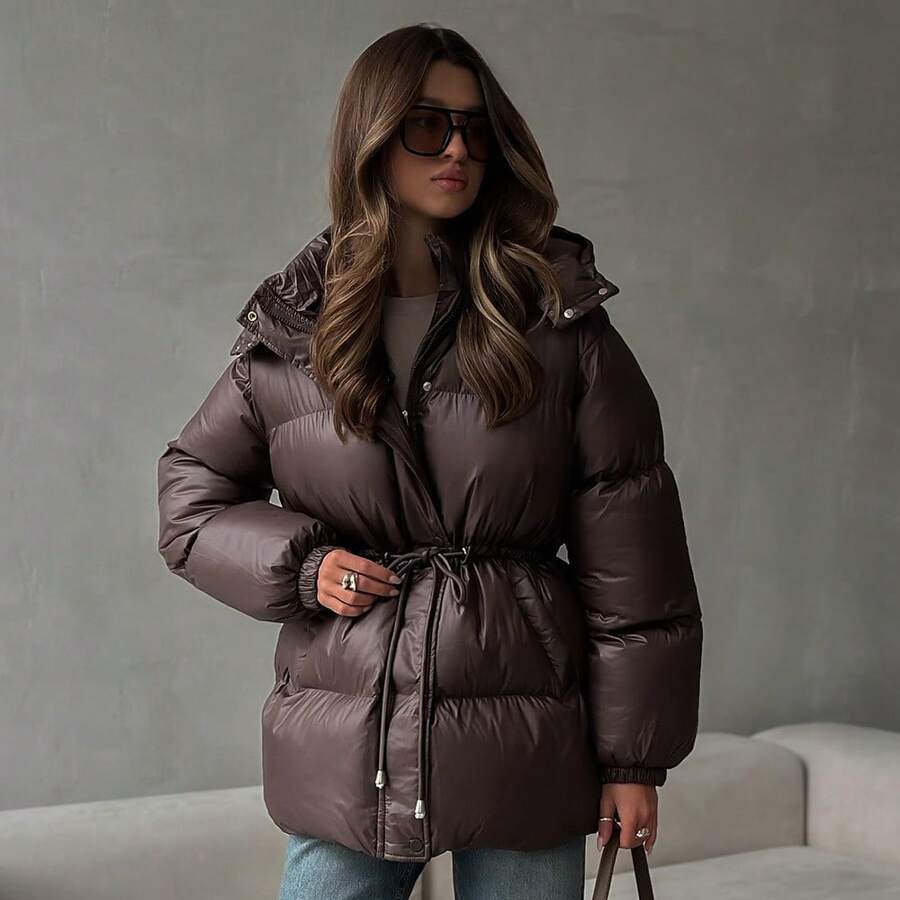 Women Sports Winter Coats - Brown - View 1