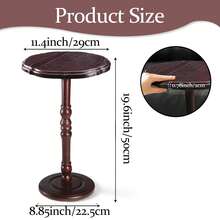 Solid Wood Pedestal Side Table, Round Accent Table With Heavy Base, Easy Assembly Small Tea Table For Living Room - Redwood - View 3