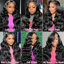 [40 Inch 200% Density] Body Wave Glueless Wigs Human Blended Hair 13x6 HD Transparent Lace Frontal Weaves Brazilian Virgin Hair Wig Pre Plucked Natural Hairline & Pre-Bleached Invisible Knots With Baby Hair Suitable For Women To Wear On Daily Or Holiday Occasions Synthetic Wig Cosplay Wigs Suitable For Halloween Or Parties - 自然色&黑色系 - 查看 7