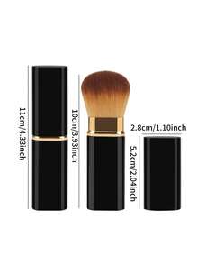 1支方形可伸缩化妆刷，适用于粉底液、膏状和修容粉等化妆品，歌舞伎式面部化妆刷，铝制手柄 - 彩色 - 查看 3