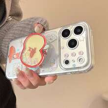 GUCADI 1pc Transparent Vase With Star & Deer + Red Fruit Deer Shaker Stand, Red Apple Deer Shaker Stand, Compatible With Iphone 16 Pro Max, 17, 12, 15, 13, Cute, Creative, Geometric, Cartoon Style, Moe, Niche, Ins Style - Clear - View 6