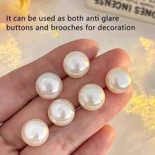 10-Piece Set Of Elegant Round Pearl Buttons- Seamless, Anti-Exposure Collar And Bra Buttons, Suitable For Shirts And Cardigans- White/Black - 白色 - 查看 4
