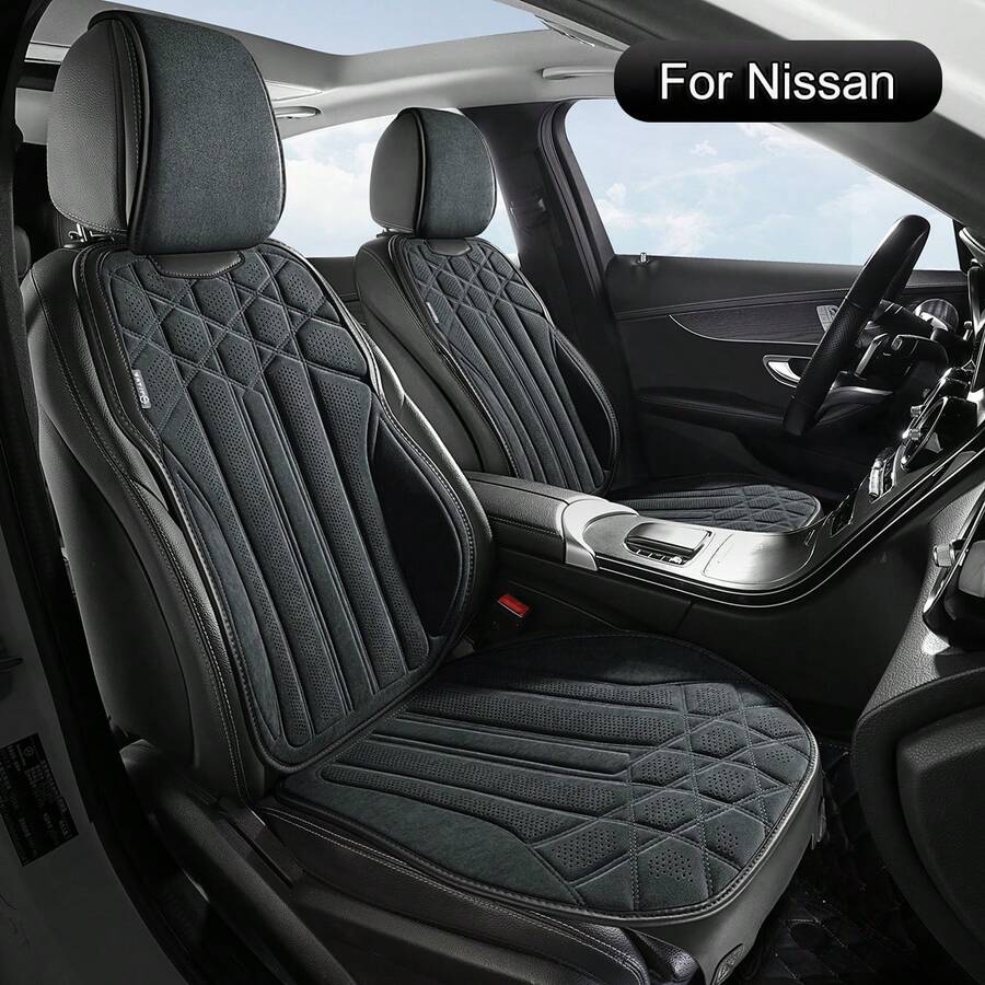 JDWBT Faux Suede Car Seat Covers, Semi-Covered, Complete Set, For Nissan Qashqai, Micra, Note, X-Trail, Leaf, Almera; Durable, Easy To Clean - Black - View 1