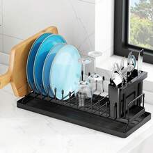 Escurridor De Platos En Fregadero,Escurreplatos Pequeño Extensible sobre con Bandeja De Silicona,Escurreplatos Apto para Fregadero De Cocina De 14''-19'' - 6,7" de profundidad x 16,5" de ancho x 6" de alto - Ver 8