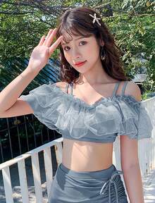 Korean-Style Slimming Swimsuits, Cute Swimsuits, Hot Spring Swimsuits, Separate Swimsuits - 灰色 - 查看 2