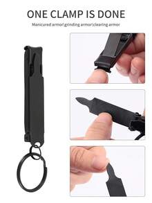 1pc Salon Quality Stainless Steel Black Portable Ultra-Thin Extremely Sharp Keychain Multi-Function Foldable Nail Clipper Nail Scissors Professional Manicure Pedicure Foot Care Tool, Suitable For Home, Travel, Camping And Outdoor