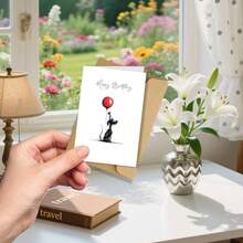 12张/套趣味动物生日贺卡，含信封（12张贺卡+12个信封），适用于朋友、老师、商务场合、表达感谢、节日和新年庆祝活动，6种款式，尺寸3.9x4.9英寸，节日用品，季节性问候，趣味设计，优质卡纸 - A - 查看 7