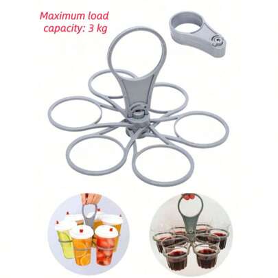 1/2/4Piece Set 6-Compartment Foldable Drink Rack, Foldable Cup Holder, 6-Compartment Rotating Cup Organizer, Lightweight Yet Sturdy Plastic Drink Holder. Perfect For Parties, Barbecues, Camping, Picnics, And Other Outdoor Activities.