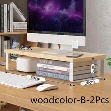 Estante de almacenamiento simple, soporte para computadora portátil, pantalla de computadora de escritorio, almacenamiento elevado de escritorio y almohadilla de almacenamiento elevada - blanco-A-2 piezas - Ver 14