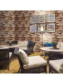 Faux Brick Effect Wallpaper Self-Adhesive Vinyl Roll Ideal For Home Renovation Projects - Burgundy - View 6