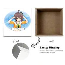 Anime - Style Girl Printed Decorative Wooden Box, White Square Box With Short Brown - Haired Girl (Black & Yellow Bow, Yellow Short - Sleeve Top With White Trim, Green Ribbon) - Blue Oval Background With Scientific/Math Symbols, White Banner With 'Intelligence' - Ideal For Academic/Intelligence Themed Decor - White - View 4
