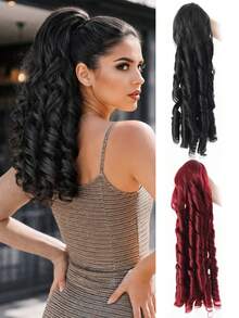 Wavy Ponytail Wig, Synthetic Drawstring Roman Curl Ponytail Wig, Retro Synthetic Ponytail Braid, Loose Curly Ponytail Braid, Clip-On Wig, Suitable For Everyday Use. - Multicolor - View 2
