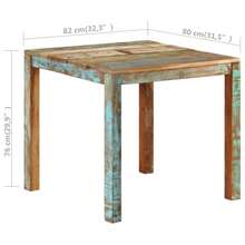 vidaXL Table à manger 82x80x76 cm Bois de récupération massif - Multicolore - Voir 7