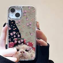 Funda Floral Delight con Espejo. Funciona también como espejo y es compatible con  17,  16 Pro Max,  15 Pro Max,  13 y  12. Fabricada en TPU, ofrece una excelente protección contra golpes y caídas. Un regalo ideal para tus seres queridos, perfecta para celebraciones de otoño, cumpleaños, aniversarios o simplemente para alegrarle el día a alguien. - Plateado - Ver 3