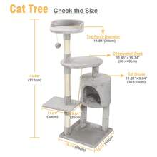 SEBRUANC 112cm Cat Tree Multi-Layer Cat Scratching Tree Medium Cat Tower Cat Climbing Frame Stable Frame And Comfortable Perch With Cat Toys And Sisal For Fats To Care For Their Paws And Have Fun - Light Grey - View 8