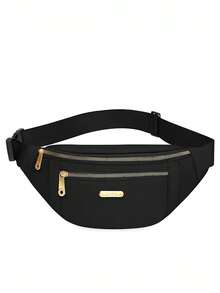 1pc Women's Waterproof Waist Bag, Fashion Crossbody Shoulder Bag, Multi-Layer Casual Bag, Minimalist Versatile Lightweight Design, Retro Travel Bag, Multi-Compartment Sports Waist Pack, Nylon Material Chest Bag - Black - View 10