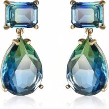 Women's Jewelry for Elegant Occasions - Blue Green Crystal Drop Earrings, Stylish and Noble Gifts - como en la foto - Ver 1