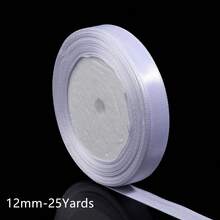 10-38毫米优雅白色缎带 - 25码，涤纶工艺胶带，适用于礼品包装和蛋糕装饰 - 白色 - 查看 9