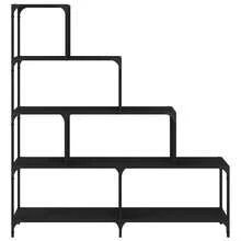 Biblioteca vidaXL de 4 niveles, color negro, 139x33,5x149 cm, madera de ingeniería. - Negro - Ver 5