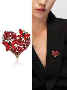 Rhinestone Heart Brooches - Luxury Love Pins For Women Unisex Casual Party Jewelry Accessories / Friends Gifts Badges Decoration - Love - View 4