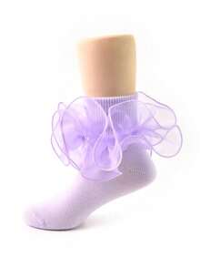 2 Pairs Kids/Girl's Ruffle Trim Princess Dancer Ballet Short Socks, Infant/Toddler/Youth - Multicolor - View 6