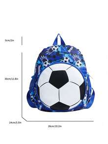 1pc Teenager Football Shaped Zipper Closure Casual Printed Backpack, Suitable For Ramadan And Daily Use - A - View 3