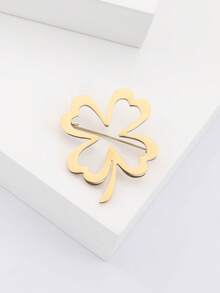 奢华不锈钢四叶草胸针 - 植物造型别针，适合女性休闲派对佩戴，亦可作为珠宝配饰或朋友礼物/徽章装饰 - 四葉草 - 查看 11