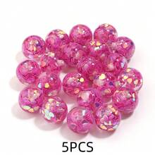 5pcs Of 16mm Colorful Heart-Shaped Glitter Sequins Acrylic Double Layer Design Beads - Suitable For DIY Pens, Necklace Accessories, Bracelet Making Materials