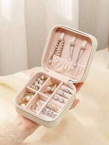 1pc Large Capacity Jewelry Storage Box, Made Of PU Leather, Drawer Style With Lock Design, Multiple Styles Available, Suitable For Necklaces, Earrings, Bracelets, Rings, Watches And Other Jewelry Accessories. Ideal Gift For Holidays. Women's Organizer Box, Essential For Travel And Dorm Room Storage. - Multicolor - View 14