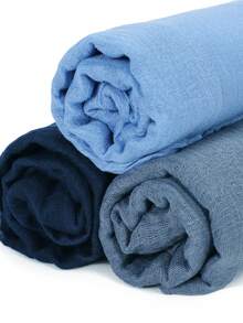 3pcs/Set Women's Solid Color Crinkle Hijab Scarf Set, Everyday Headscarf