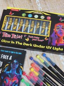 Flysea New 8 Neo Colors High Performance Glow In The Dark Under UV Light- (SHAKING HEAVY FOR FIRST TIME USE)!!!! Suitable For Cosplay,Party,Halloween,Christmas,New Year,Disco Party Body Glow Paint Fluorescent Marker Face And Body Graffiti Markers 8-Colored Graffiti Pens - Multicolor - View 16