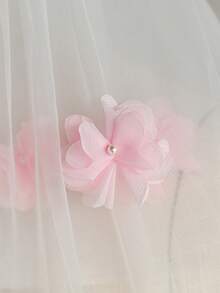 浪漫粉色花卉新娘头纱，求婚头纱