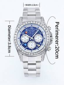 Rhinestone Constellation Watch, Fashionable Starry Dial Multifunctional Quartz Watch, Luxury Steel Band Unisex Wristwatch - one-size - View 4