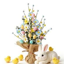 Plantas artificiales, huevos de Pascua realistas, plantas falsas, decoración de interiores, regalo para la ventana del porche. - Amarillo - Ver 7