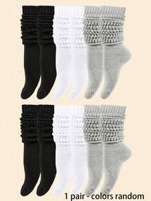 1/3/6 Pairs Women's Loose Knit Socks, Women's Slouch Socks, Women's Slouch Socks, Women's Slouch Socks, Women's Slouch Socks, Women's Ankle Socks, Black, White And Gray, Compression Socks, Comfortable
