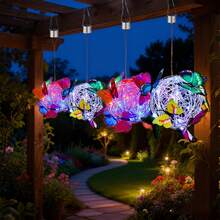1pc Colorful/White Solar Powered Outdoor Light, Waterproof Butterfly Solar Garden Light With 20 LED Beads And 8 Butterflies, Solar Powered, Suitable For Yard, Patio, Lawn, Pathway Decor - Unique Gift For Mother/Women/Grandmother - Butterfly Style Multi-color - View 4