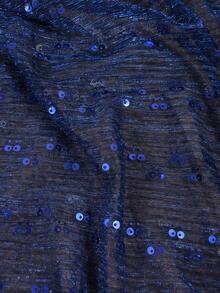 1条女士轻薄纯色双波点亮片头巾，适合所有季节，中东风情头巾，装饰围巾，沙滩披肩，日常使用 - 寶藍色 - 查看 5